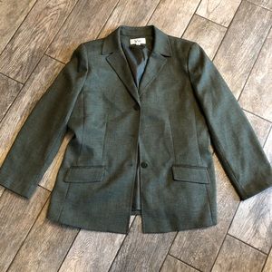 Green tweed pants suit